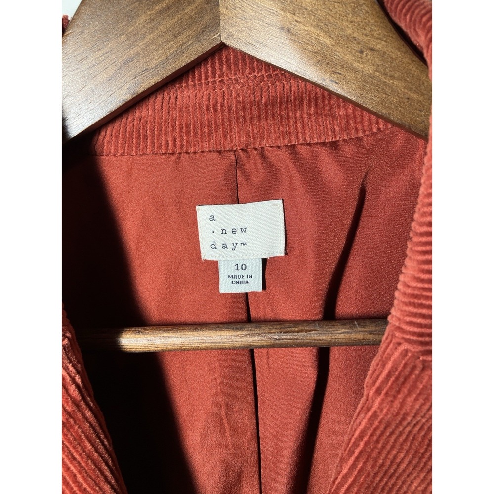A New Day Women's 10 Burnt Orange Corduroy Button Blazer Warm Work Academic - Picture 6 of 9